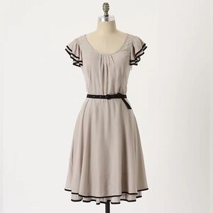 Anthropologie Maeve Time Gone By Dress Cream w/ Black Trim Size 4